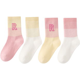 女童袜子儿童春秋款A类抗菌中长筒袜大童女孩抗起球纯色运动棉袜