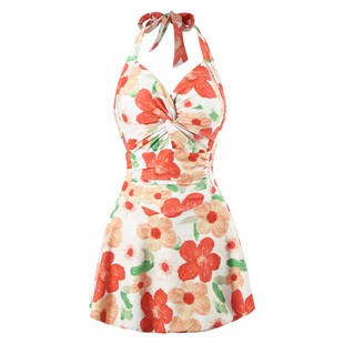 亦美珊连体泳衣女成人2025新款高级感挂脖微胖遮肉显瘦绝美泡温泉