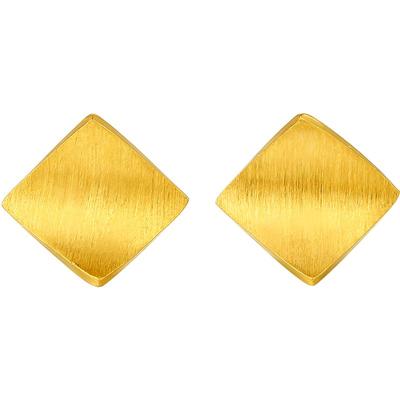 周六福5G黄金耳饰女2代无极金系列计价足金方形耳钉圣诞礼物