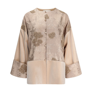 iSHOUYUE · 西园雅集新中式丝绒拼接钉珠外套