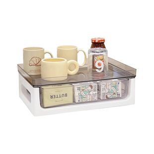 桌面收纳盒透明可叠加多层化妆品置物架简约抽屉式A4文件夹书立盒