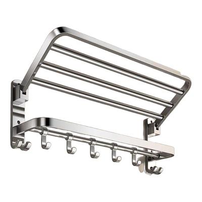 毛巾架304不锈钢浴室置物架卫生间免打孔浴巾架折叠卫浴五金挂件