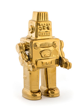 货品清仓|seletti金色陶瓷摆件护身符皇冠机器人护身符创意礼品