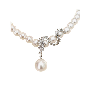 西大班原创设计澳白珍珠项链女轻奢高级感灰色龙纹吊坠银锁骨链