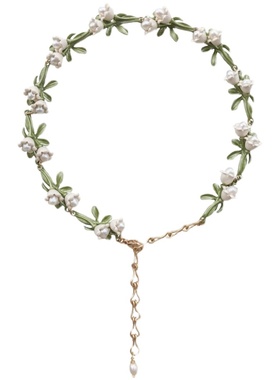 诗歌白色铃兰花可调节温柔风项链