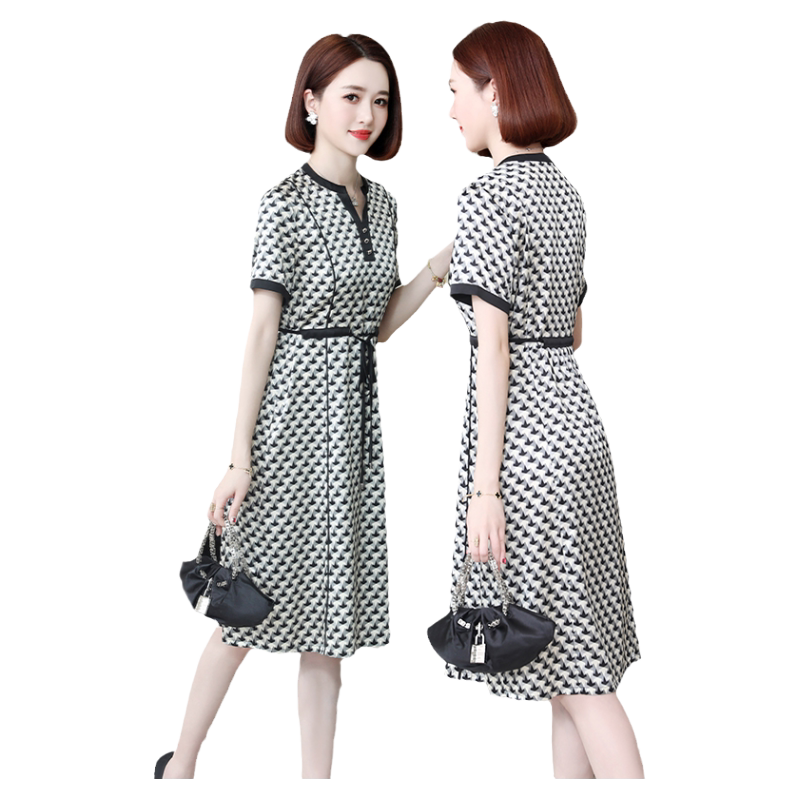 新款修身夏季杭州桑蚕丝真丝中年