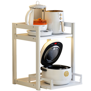 厨房电饭煲置物架台面可抽拉放空气炸锅的架子电热烧水壶收纳桌面