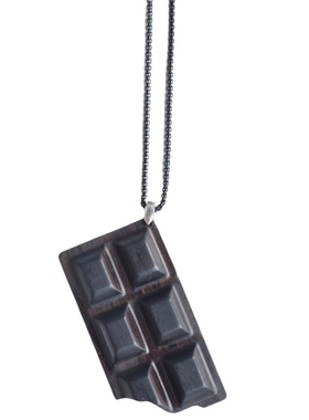 檀木黑巧克力吊坠钛钢送男女朋友