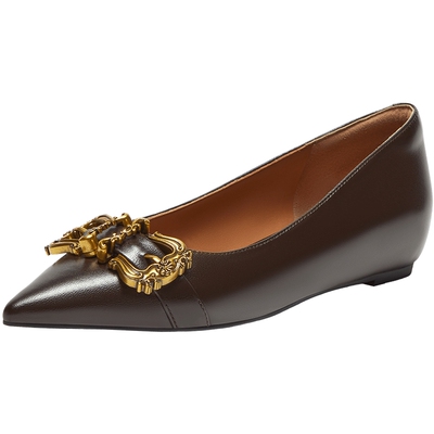 真美诗复古细腻羊皮浅口单鞋