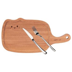 摩登主妇乌檀木牛排餐盘西餐刀叉盘三件套木质盘子托盘面包披萨盘