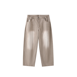 US联邦街牌刺绣重磅裤洗水做旧竹节纯棉亲肤美式嘻哈街舞风牛仔裤