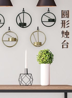 现代简约黄铜墙面装饰客厅圆形烛台壁挂用品candlestick派对礼品
