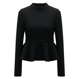 LadyJ-D家千金系列|D*OR同源弹力羊毛荷叶边长袖气质背心马甲上衣