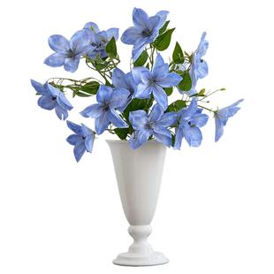 法式复古高脚陶瓷花瓶大口径水培鲜花客厅插花餐桌高级感摆件以茉