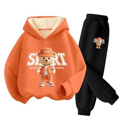 唐狮童装男童加绒套装冬装一体绒