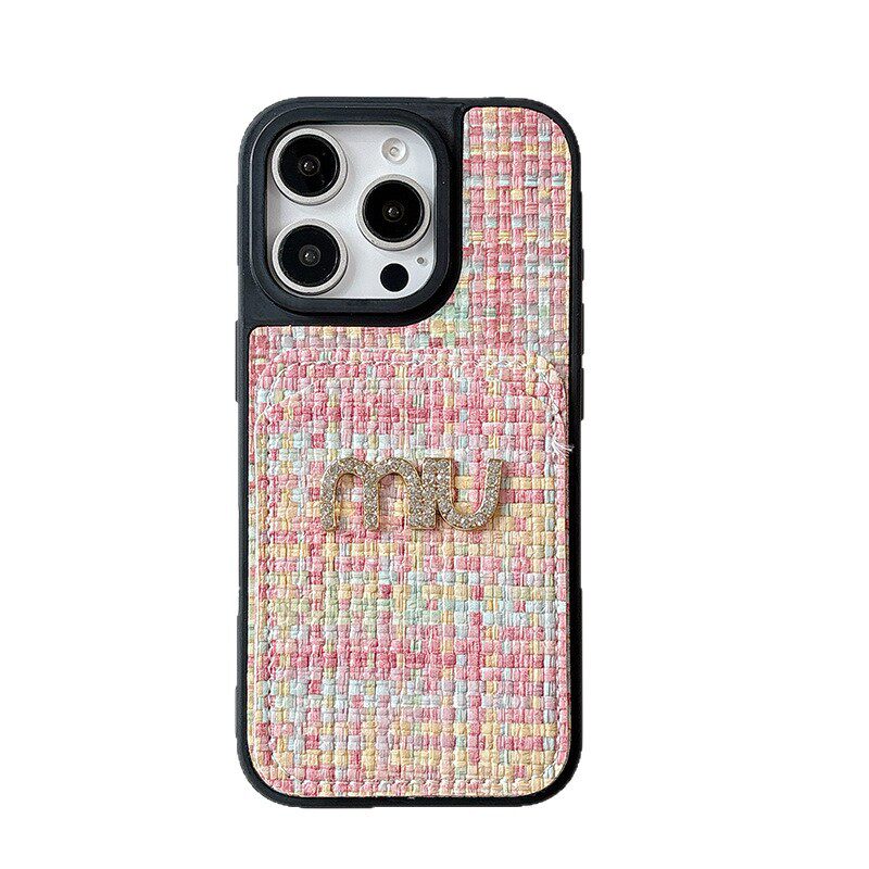编织纹理彩色手机壳适用苹果17Air卡包零钱包iPhone16promax皮质15pro轻奢简约14plus高级感时尚个性明星同款