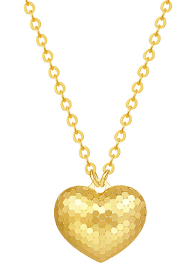 周六福项链女爱心链坠S925银黄金色高级感小众送女友圣诞礼物