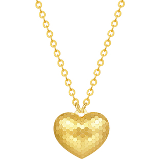 周六福项链女爱心链坠S925银黄金色高级感小众送女友本命年礼物