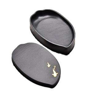 文创书法专用小号带盖砚台老坑精品安徽歙砚天然原石文房四宝墨条