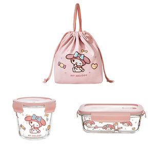 三丽鸥玻璃饭盒微波炉加热专用上班族2026新款可爱便当盒保鲜餐具