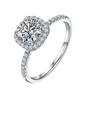 胖东来同款小方糖莫桑钻1克拉戒