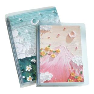 b5手绘油画活页本可拆卸外壳A5空白盖章本高颜值笔记本本子空白手账本简约ins风印章加厚学生学习考研记事本