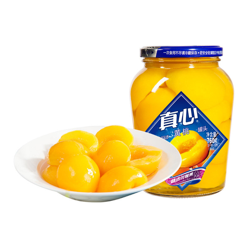 真心罐头黄桃罐头橘子草莓菠萝什锦水果罐头瓶装官方旗舰店正品