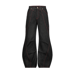 SAINT MASTER2026春季新款潮流宽松弯刀日常休闲牛仔裤阔腿牛仔裤