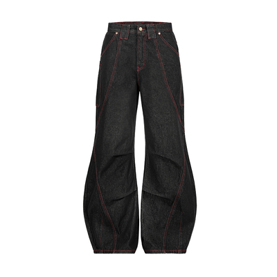 SAINTMASTER潮流宽松弯刀牛仔裤