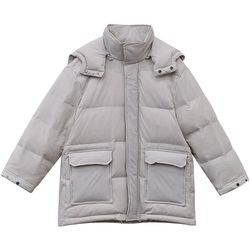 韩系百搭加厚保暖宽松连帽羽绒服