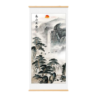 中堂画客厅挂画农村堂屋大气中式背景装饰壁画山水画大厅字画对联