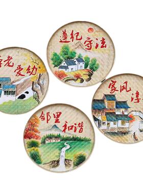 手绘复古农家乐装饰品田园簸箕画