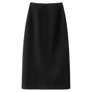FANLE STUDIOS羊绒羊毛及简ROW风遮胯显瘦纸片人小黑裙直筒半身裙
