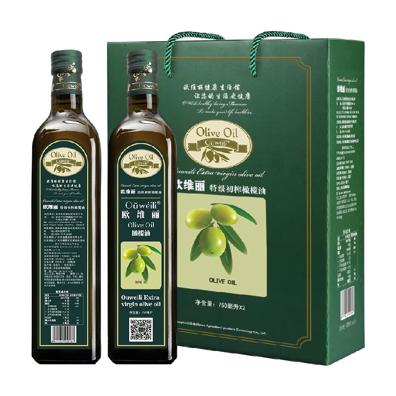 欧维丽olive特级初榨橄榄油纯正食用礼盒装750ml*2瓶礼盒食用油