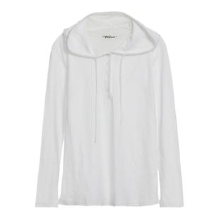 白色连帽长袖t恤女薄款2025春秋竹节棉质卫衣时尚宽松内搭打底衫