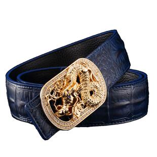 史蒂芬皮匠男士平滑扣皮带 十二生肖龙头虎扣青年个性美发师裤带