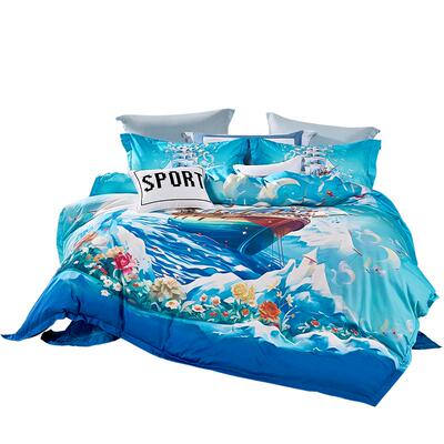 富安娜家纺60支长绒棉儿童四件套纯棉全棉宿舍卡通套件A类三件套