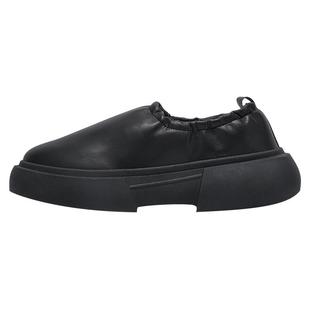 冬季男鞋休闲商务全黑软底公务鞋上班舒适开车工作一脚蹬套脚皮鞋