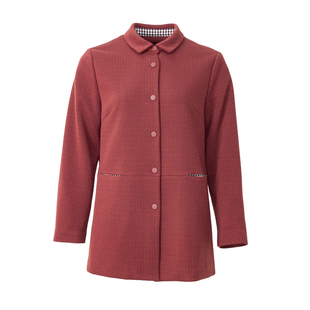 贝特如春季红色宽松外套中老年女装翻领简约大气优雅淑女妈妈装