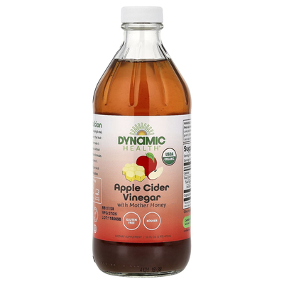Dynamic Health有机认可滋补苹果醋含蜂蜜生姜柠檬原浆浓缩进口保