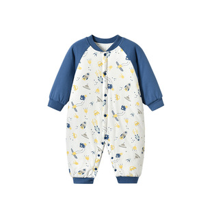 婴儿夹棉连体衣服冬季宝宝睡衣秋冬款纯棉a类加绒加厚婴幼儿棉衣