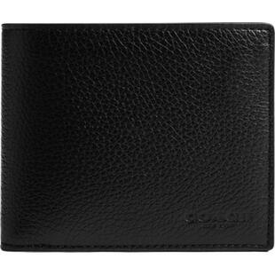 【新品】COACH/蔻驰奥莱男士黑色牛皮革三合一钱包卡包简约便携