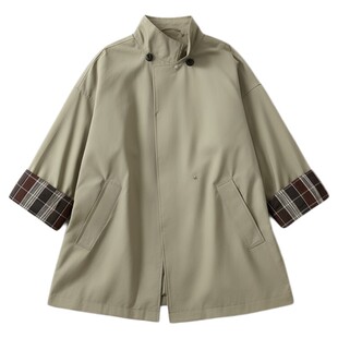 诺丁山下~ 高级经典撞色风衣外套廓形显瘦宽松英伦风大衣