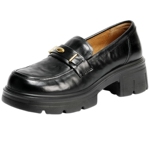 森达厚底乐福鞋女鞋26春新款皮鞋增高软底真皮牛皮黑色中跟皮鞋女