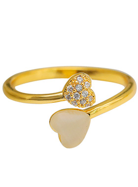 猫眼石爱心戒指ins简约甜美