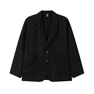 半墨平驳领休闲西服男春季宽松加肥加大单排扣西装外套特大码男装