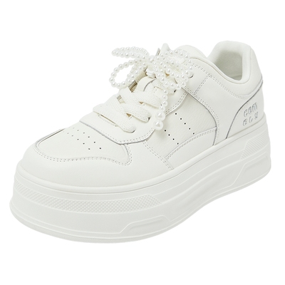 康莉休闲厚底圆头小白鞋运动鞋