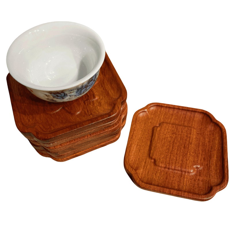 缅甸花梨雕刻装饰红木工艺茶垫