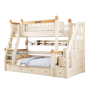 樱桃木上下床全实木儿童高低床侧梯定制两层子母床上下铺木床双层