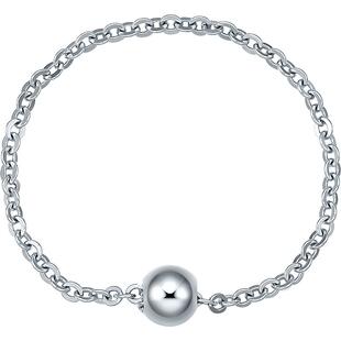 周六福铂金戒指女款PT950女款戒素圈白金小金珠尾戒简约新年礼物